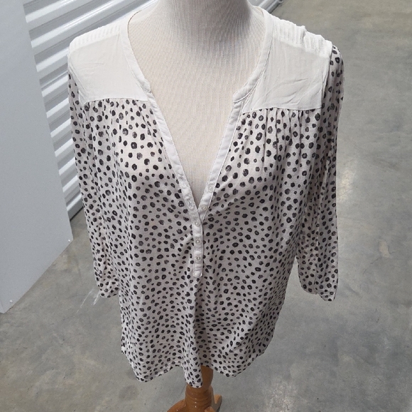 H&M Tops - H&M Cream Blouse with Black Dot Print